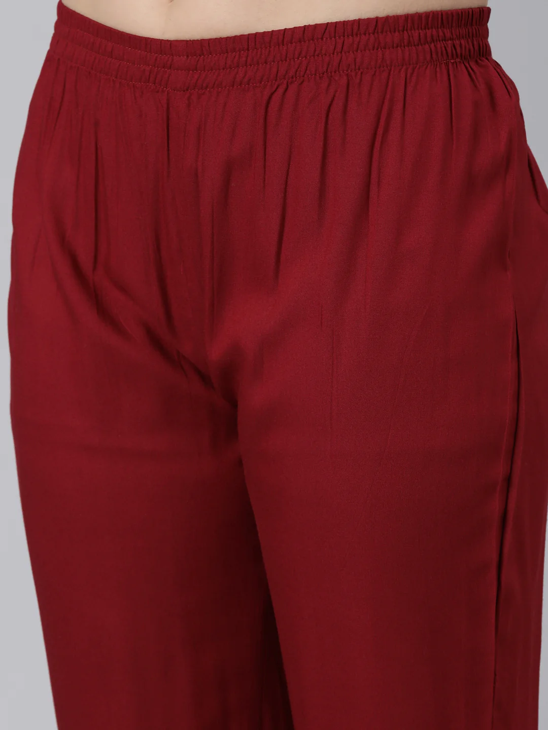 Neerus Maroon Regular Straight Floral Kurta And Trousers With Dupatta - Image 6