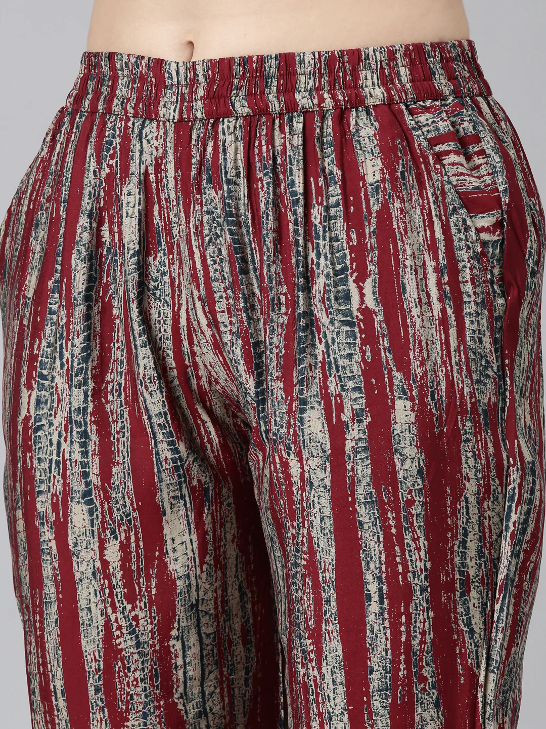 Neerus Maroon Regular Straight Printed Kurta And Trousers - Image 6