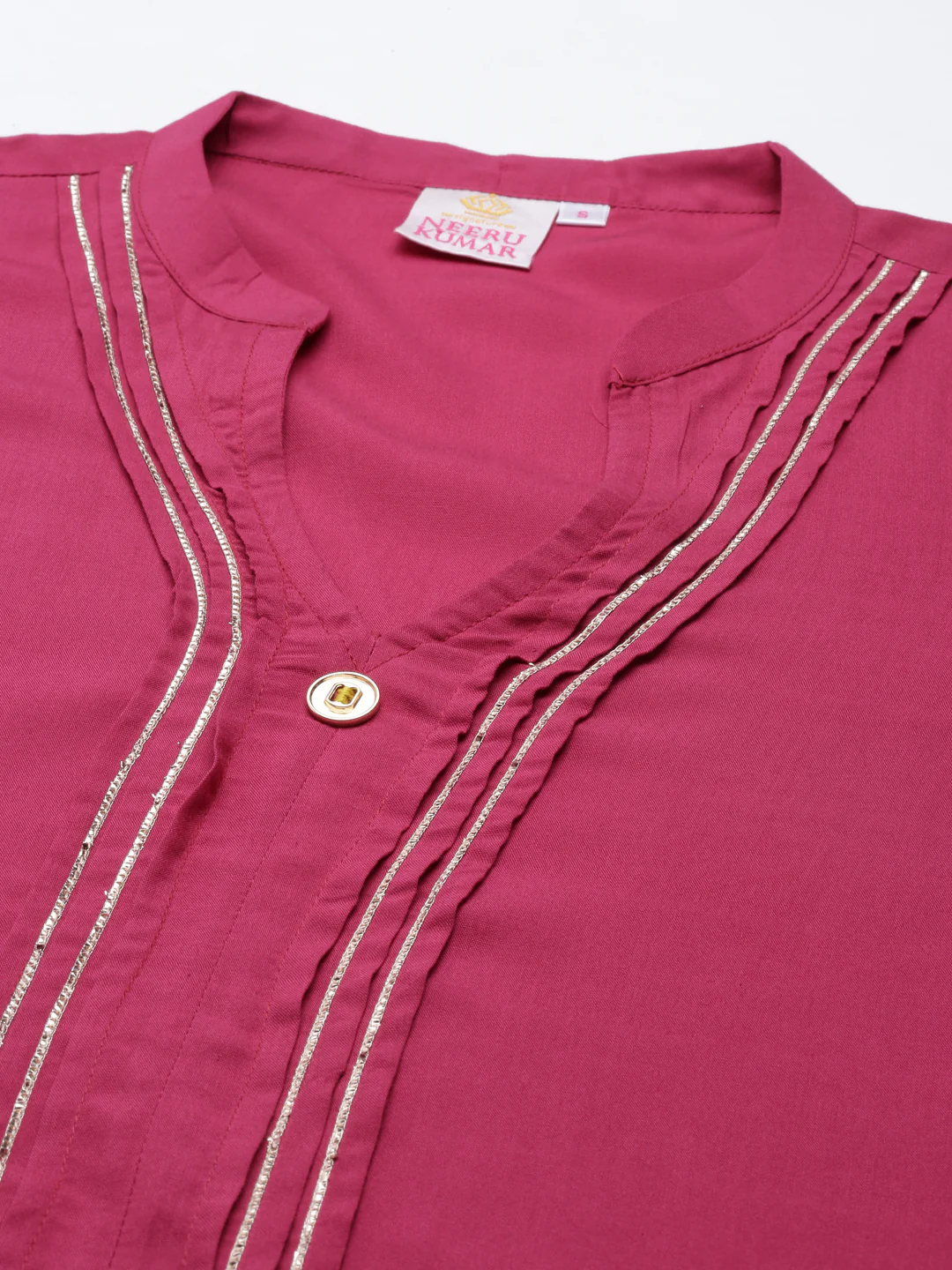 Neerus Maroon Straight Straight Cotton Silk Kurta - Image 6