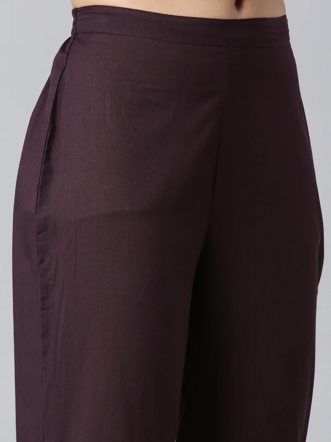 Neerus Maroon Striped Straight Kurta and Trousers With Dupatta - Image 6