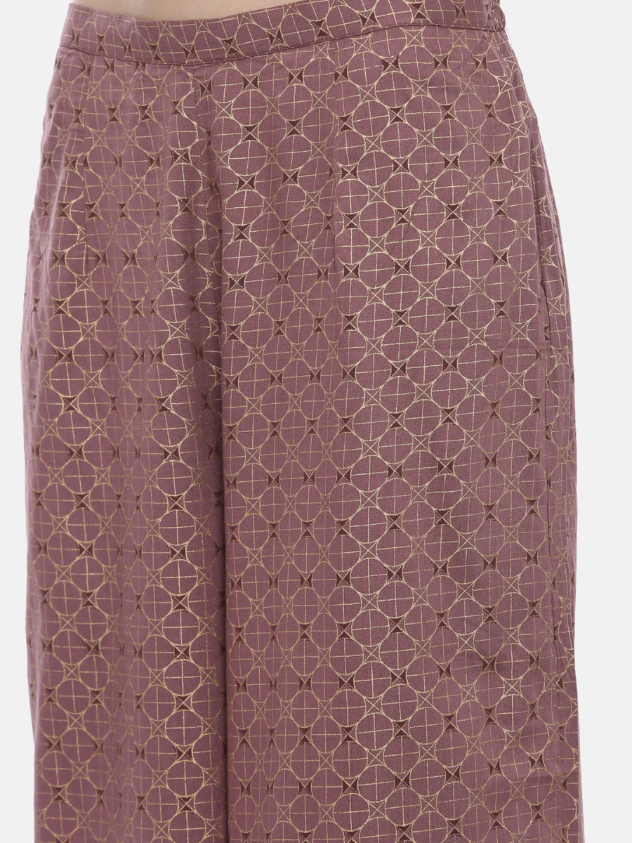 Neerus Mauve Embellished Tunic & Palazzo Set - Image 7