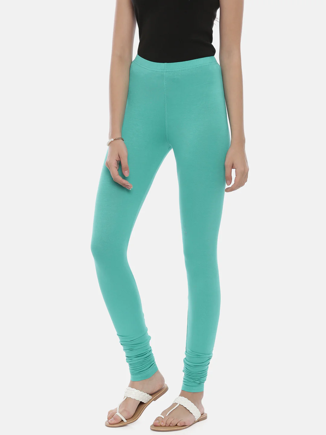 Neerus Mint Color Lycra Fabric Leggings - Image 2