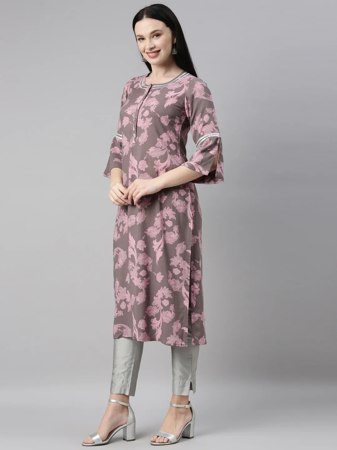 Neerus Mouse Color Rayon Fabric Kurta - Image 3