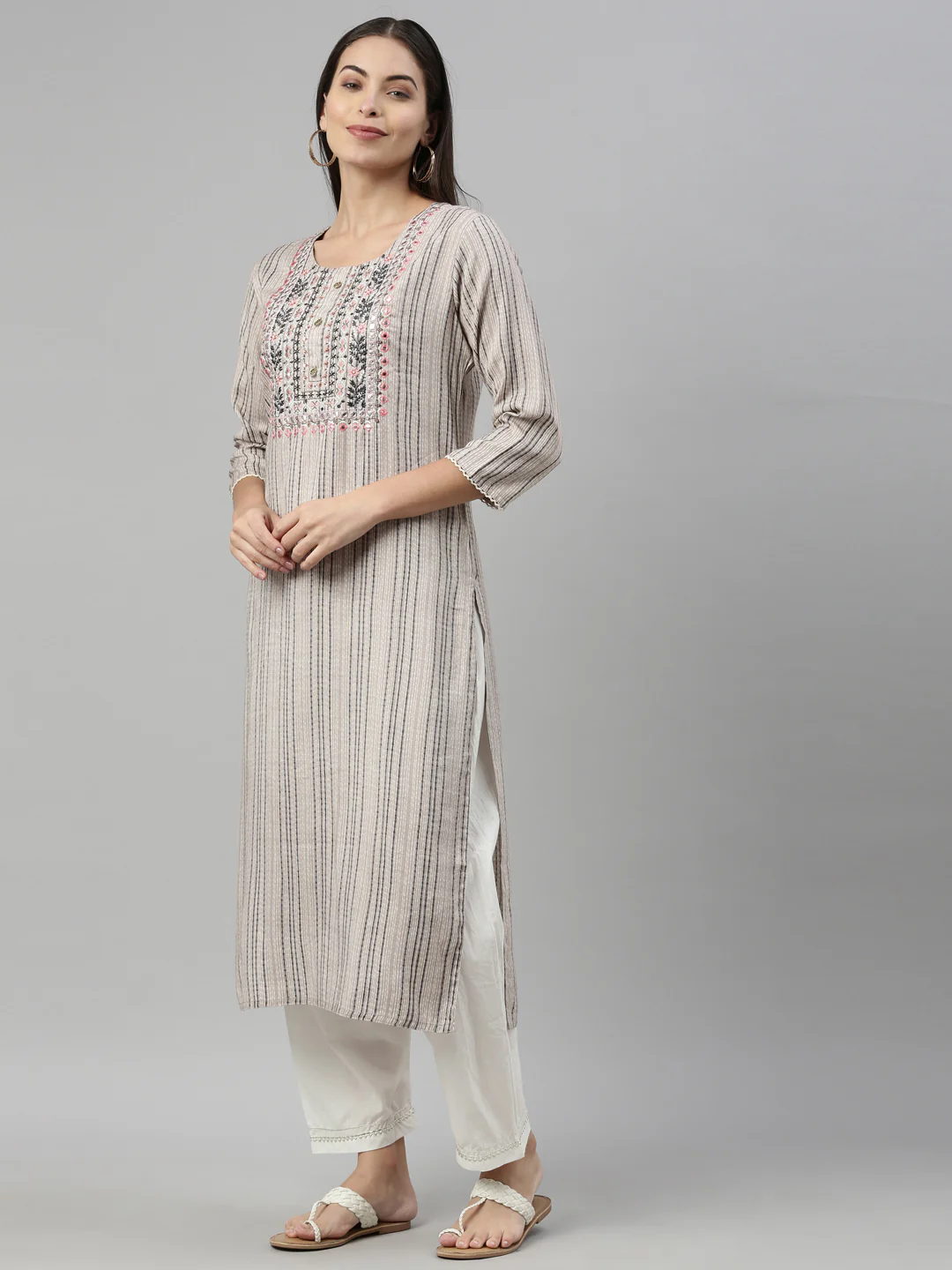 Neerus Mouse Color Slub Rayon Fabric Kurta - Image 3