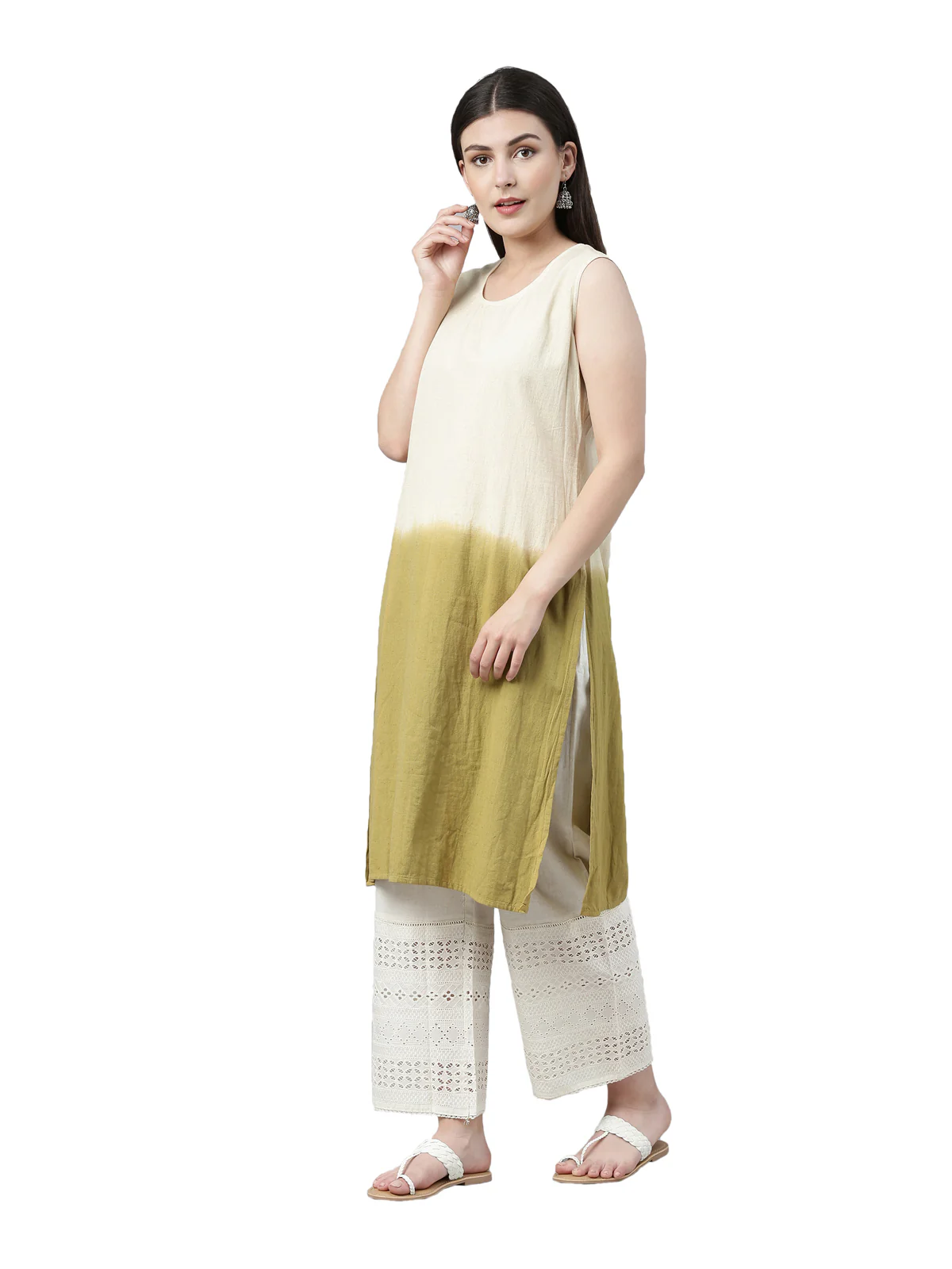 Neerus Multi Color Cotton Fabric Kurta With Coat - Image 2