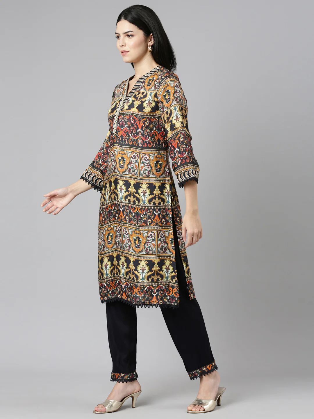 Neerus Multi Regular Straight Printed Readymade suits - Image 2