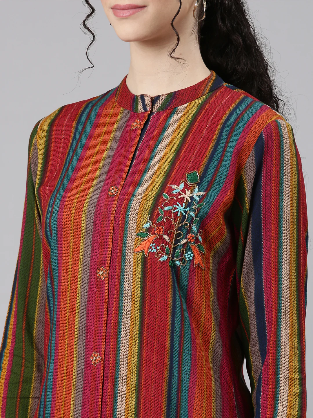 Neerus Multi Straight Casual Striped Kurta - Image 5
