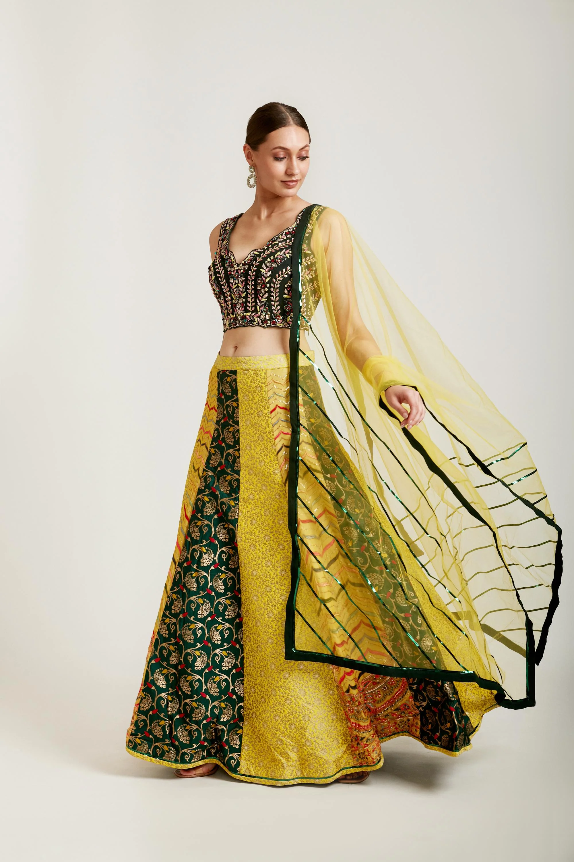 Neerus Multicolor Color Silk Fabric Lehenga