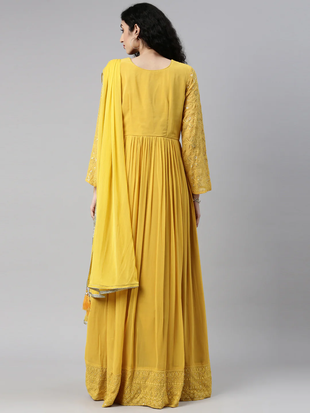 Neerus Mustard Color Georgette Fabric Gown - Image 32