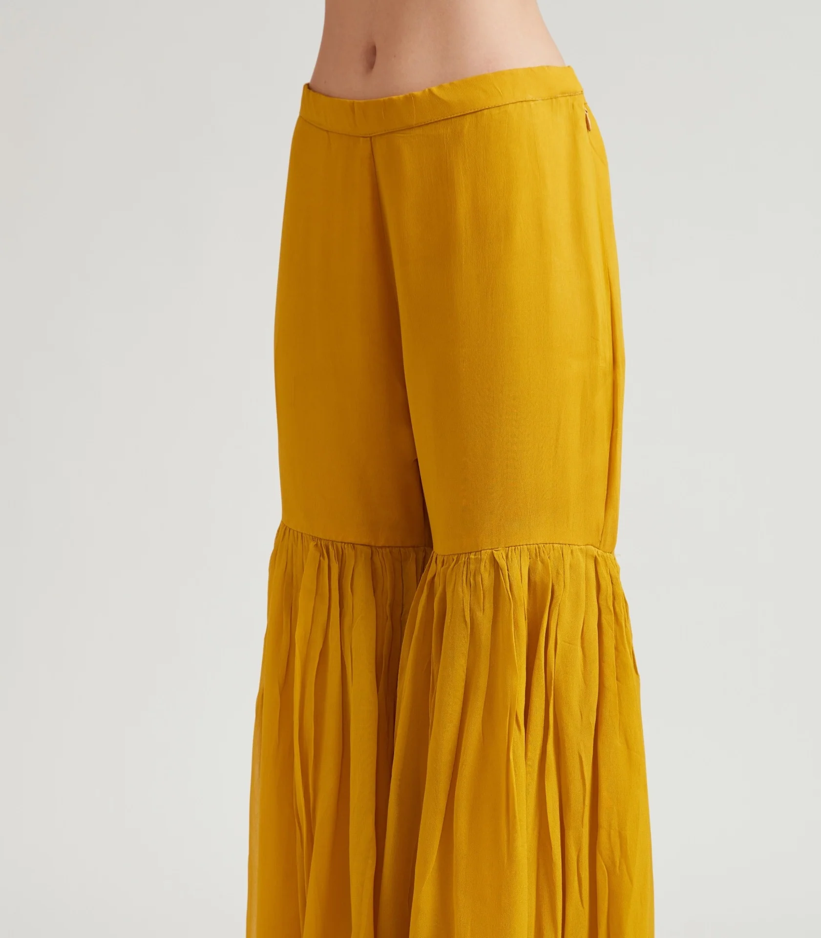 Neerus Mustard Color Georgette Fabric Kurta Sharara With Dupatta - Image 5