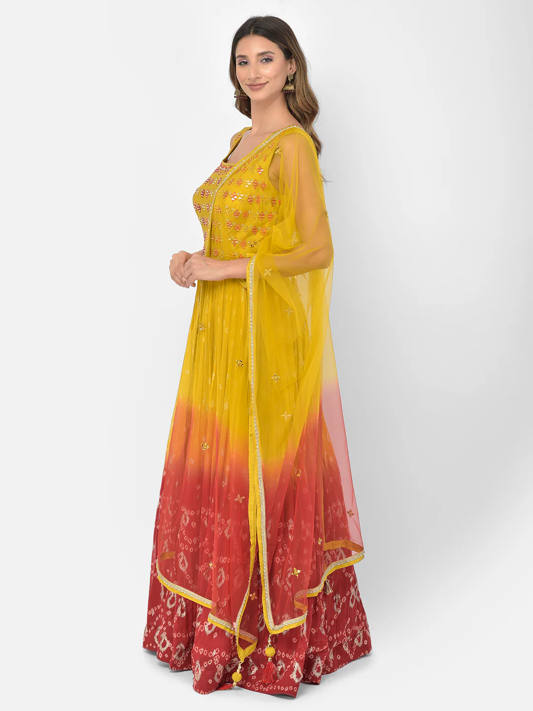 Neerus Mustard Color Georgette Fabric Salwar Kameez - Image 3