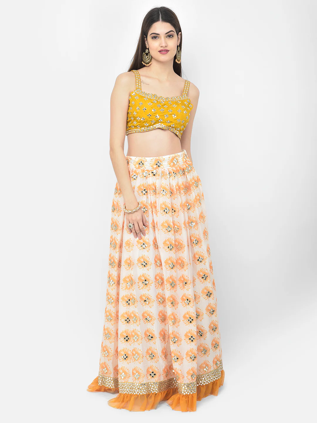 Neerus Mustard Color Georgette Fabric Suit Set - Image 4