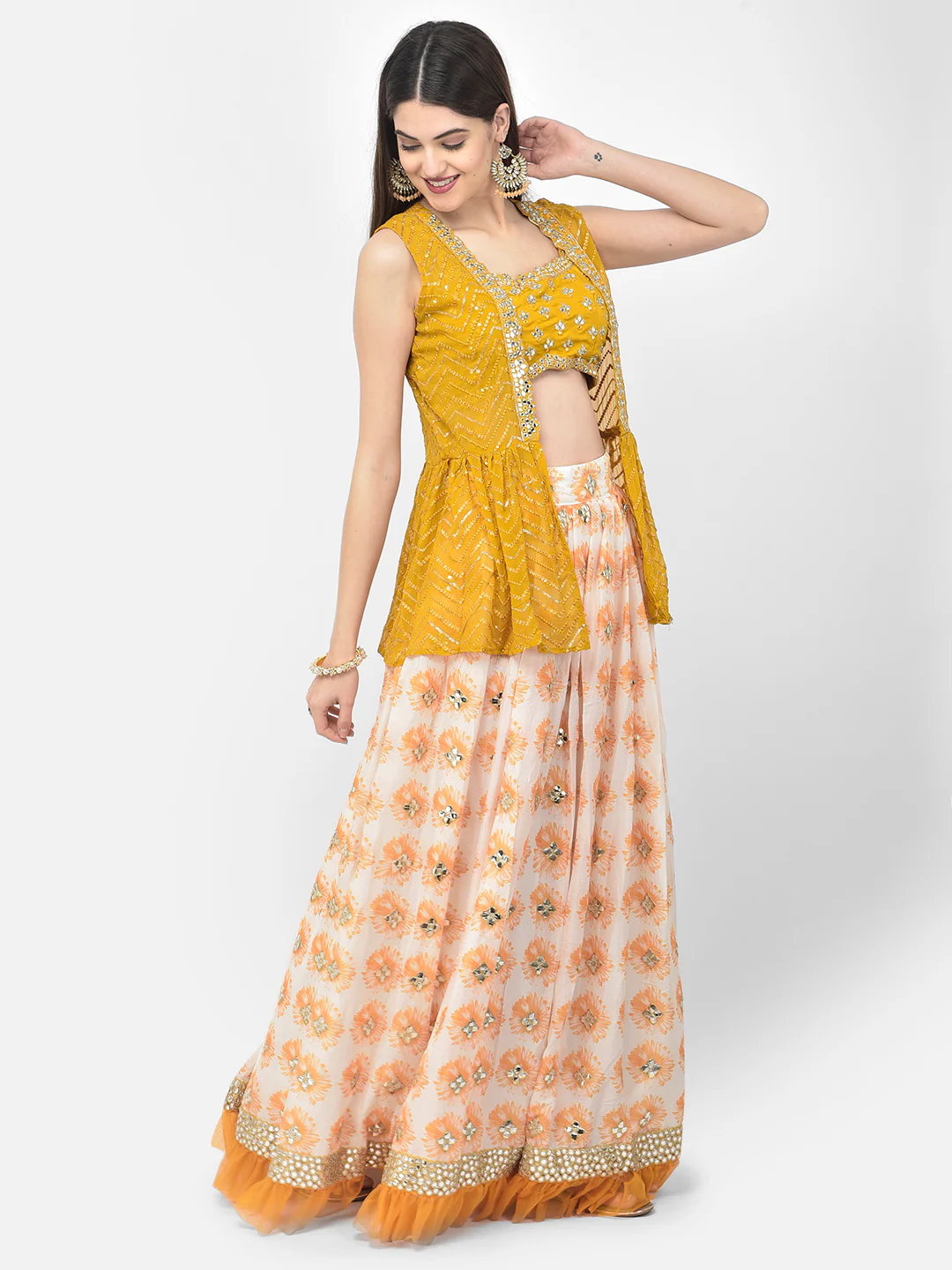 Neerus Mustard Color Georgette Fabric Suit Set - Image 6