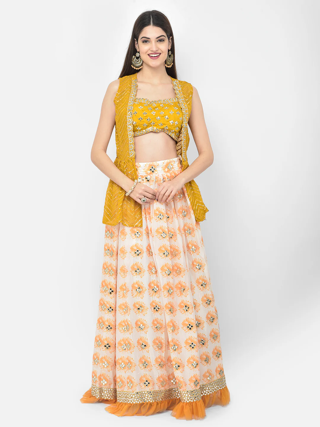 Neerus Mustard Color Georgette Fabric Suit Set - Image 7