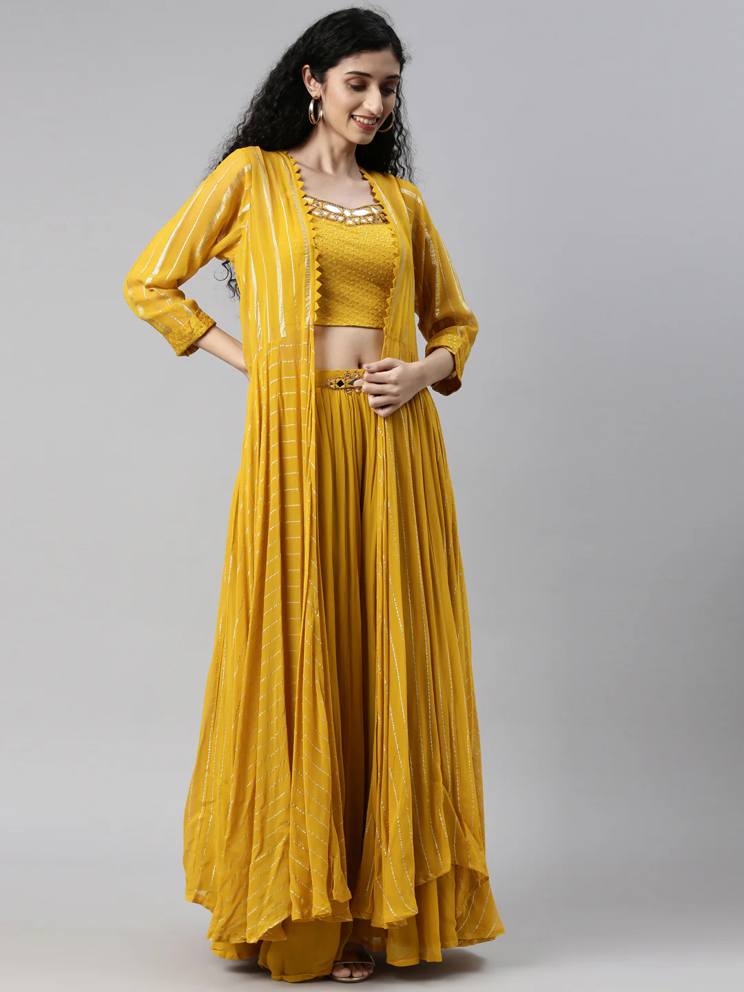 Neerus Mustard Color Georgette Fabric Suit Set - Image 26