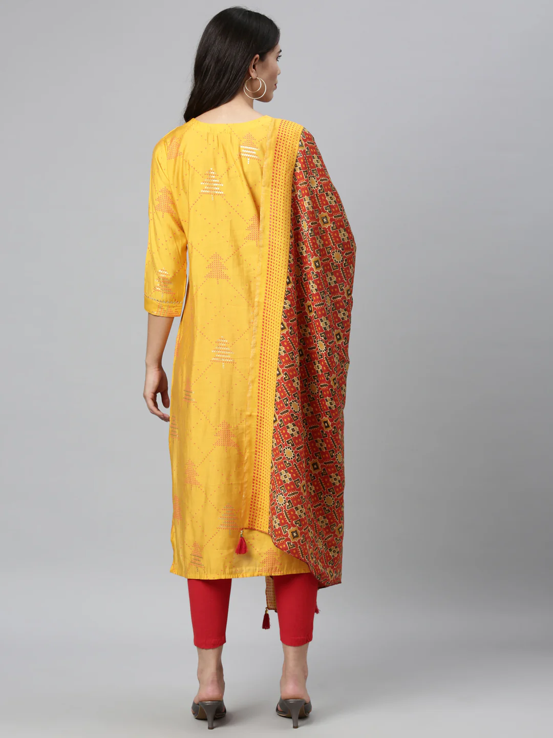 Neerus Mustard Color Model Fabric Kurta - Image 3
