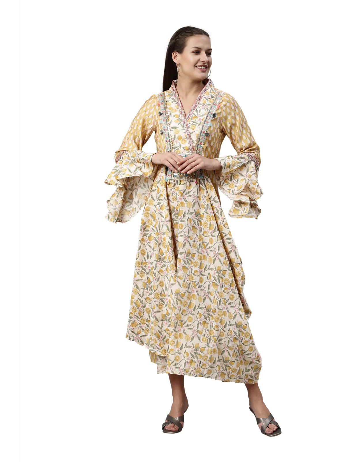 Neerus Mustard Color Model Fabric Kurta