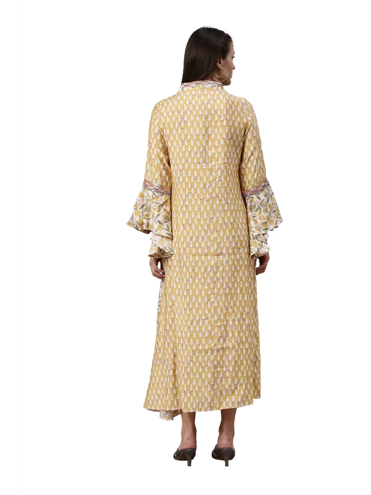 Neerus Mustard Color Model Fabric Kurta - Image 5