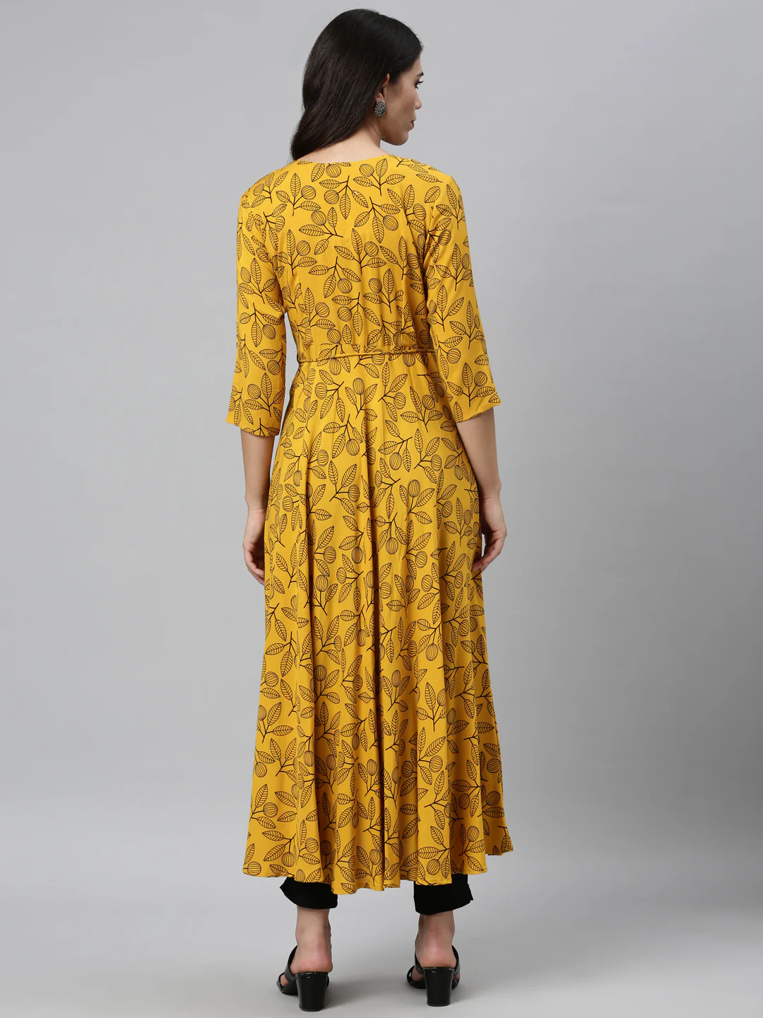 Neerus Mustard Color Rayon Fabric Kurta - Image 2