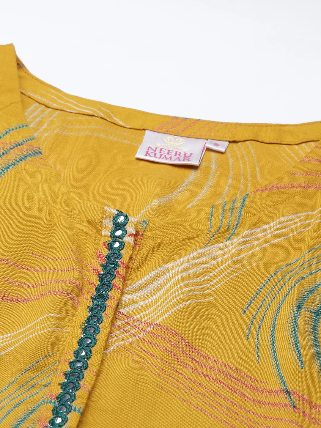 Neerus Mustard Color Rayon Fabric Kurta - Image 6