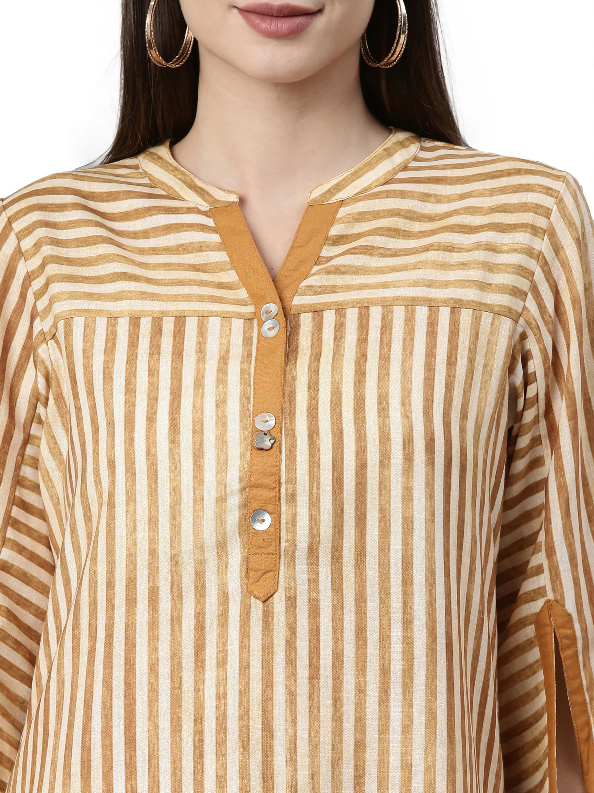 Neerus Mustard Color Rayon Fabric Kurta - Image 2