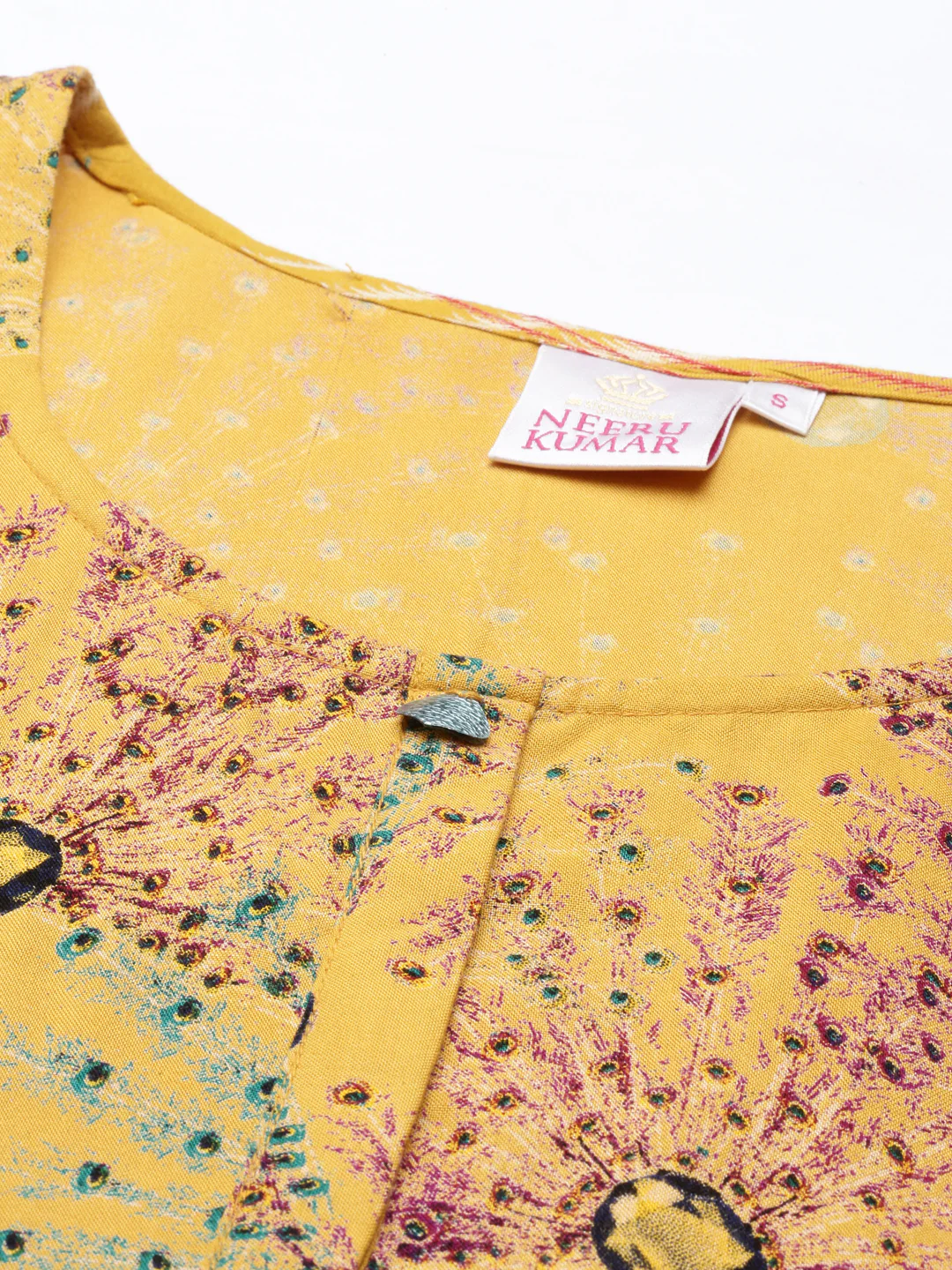 Neerus Mustard Color Rayon Fabric Kurta - Image 5