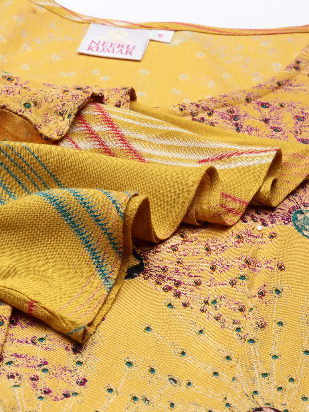 Neerus Mustard Color Rayon Fabric Kurta - Image 6