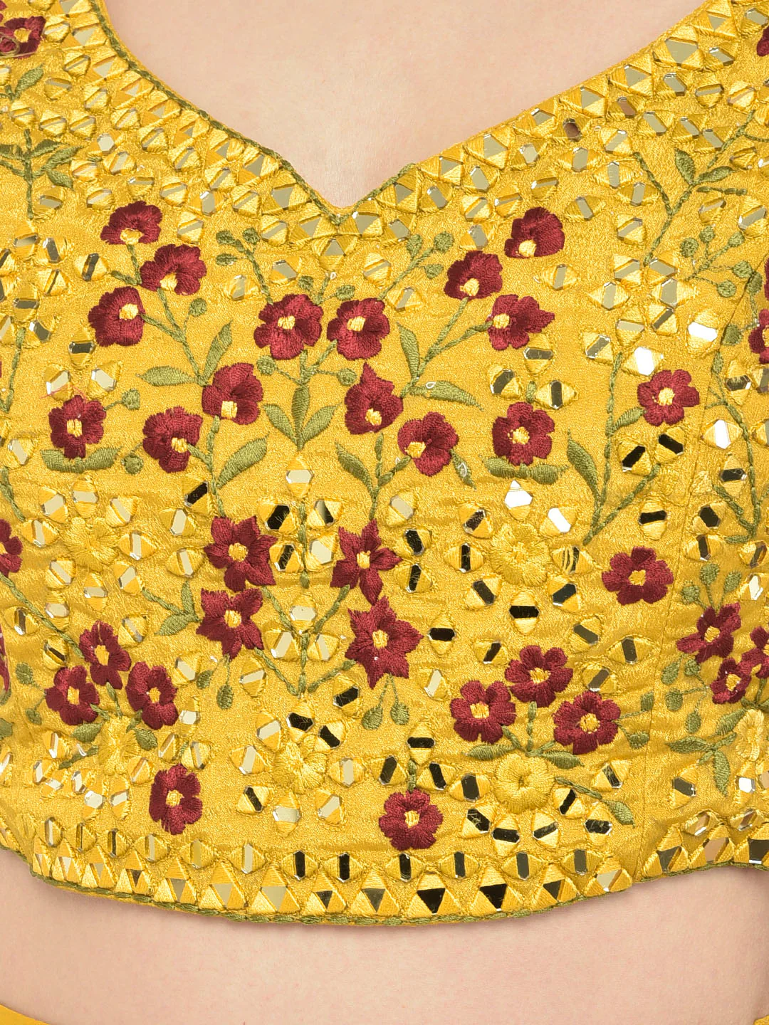 Neerus Mustard Color Silk Fabric Ghagra Set - Image 3