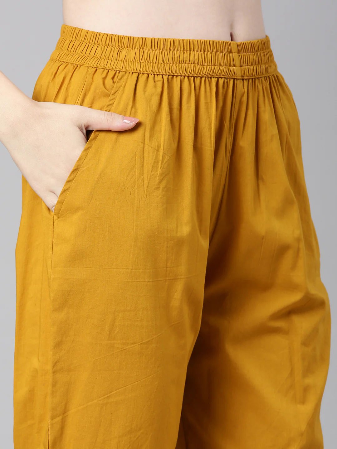 Neerus Mustard Printed Anarkali Kurta and Trousers With Dupatta - Image 6