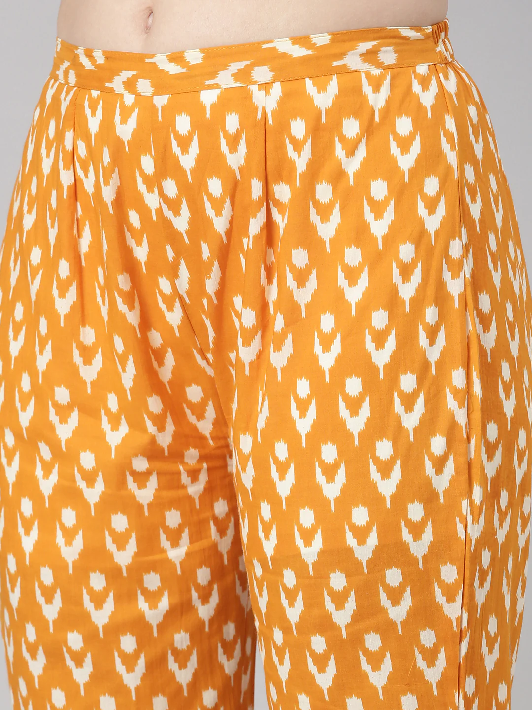 Neerus Mustard Printed Straight Kurta and Trousers - Image 6