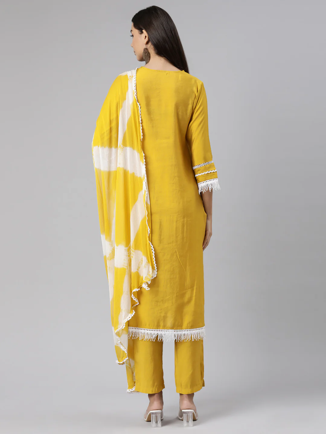 Neerus Mustard Regular Straight Floral Readymade suits - Image 3