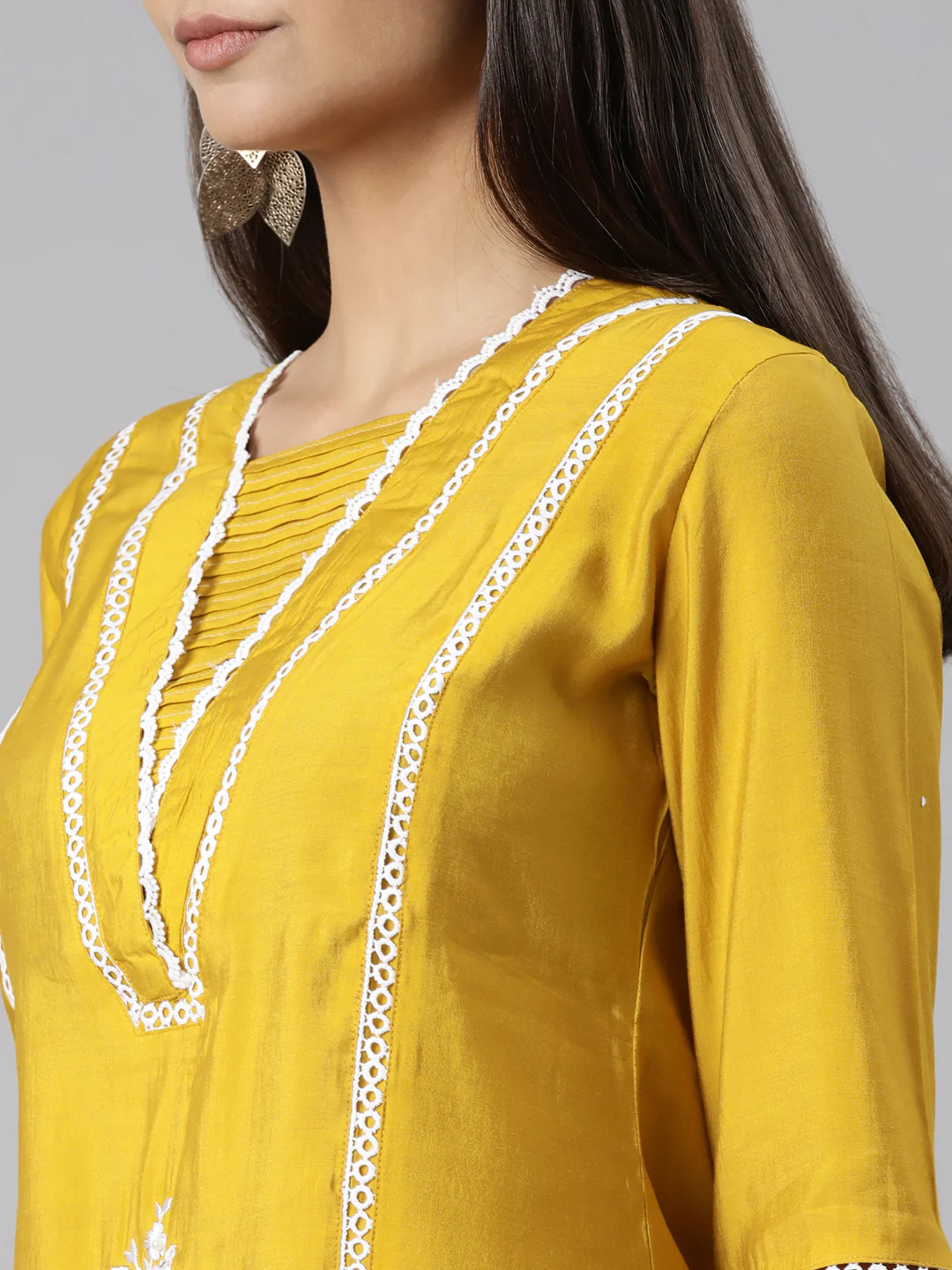 Neerus Mustard Regular Straight Floral Readymade suits - Image 4