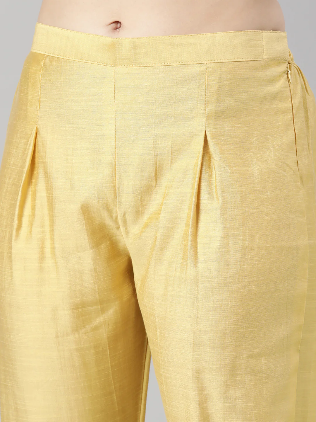 Neerus Mustard Regular Straight Floral Kurta And  Trousers With Dupatta - Image 5