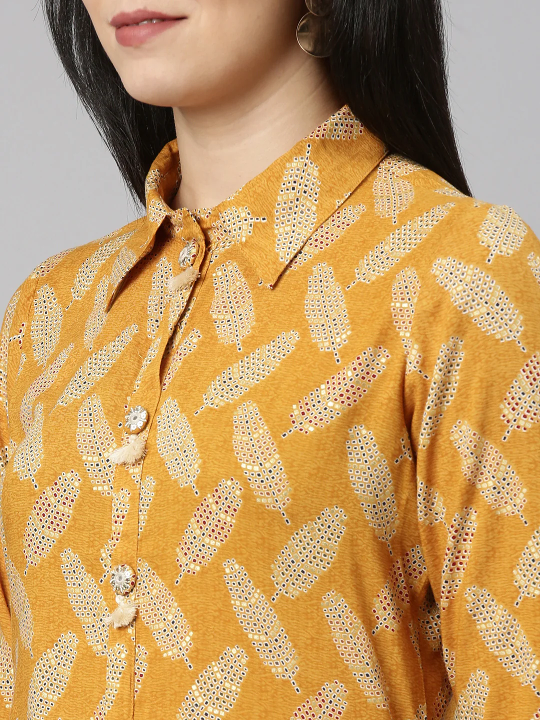 Neerus Mustard Regular Straight Printed Kurta And Salwar - Image 4