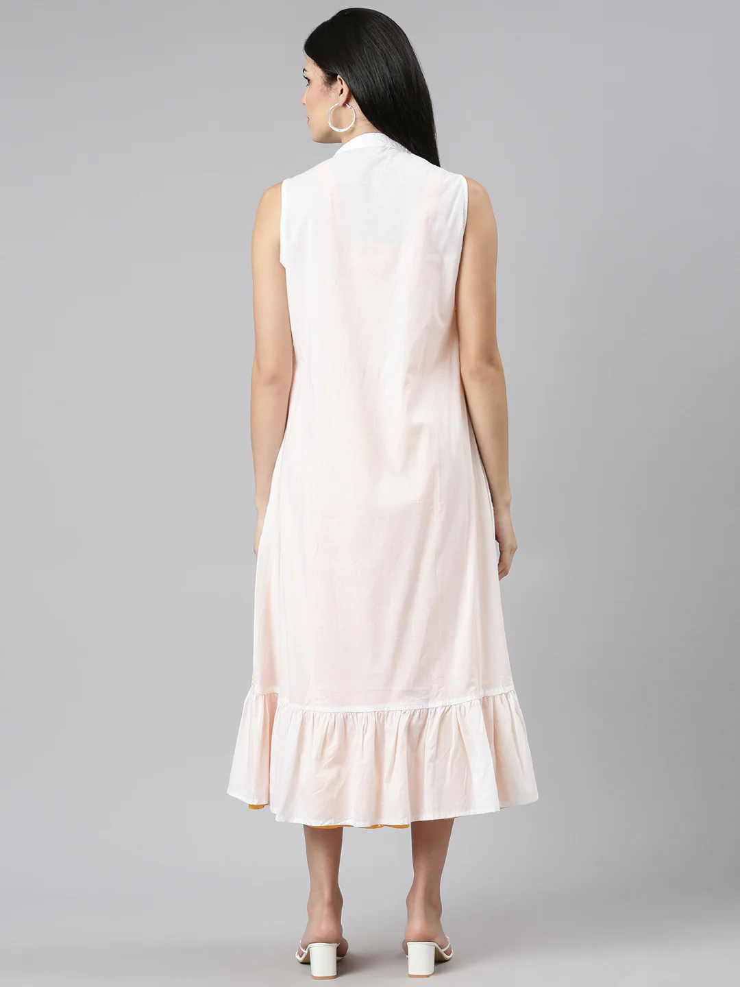 Neerus Mustard Straight Casual Floral Dresses - Image 3