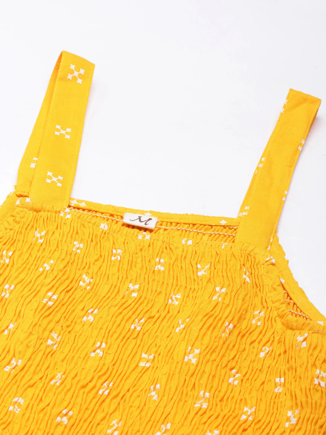 Neerus Mustard Straight Casual Floral Dresses - Image 4