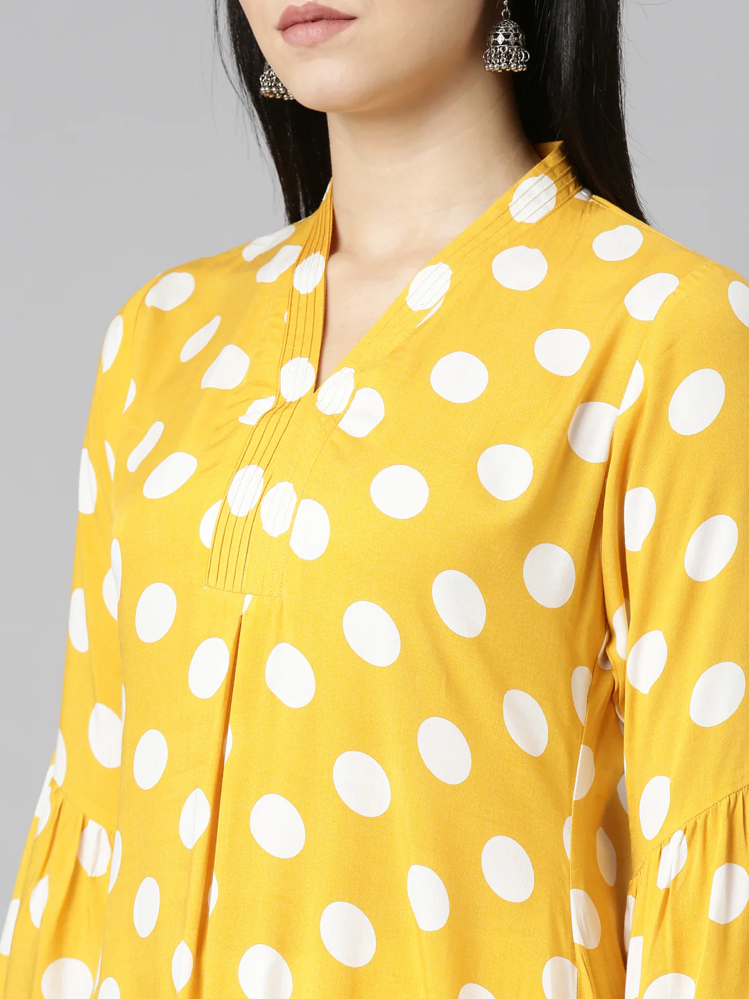 Neerus Mustard Straight Casual Printed Dress - Image 4