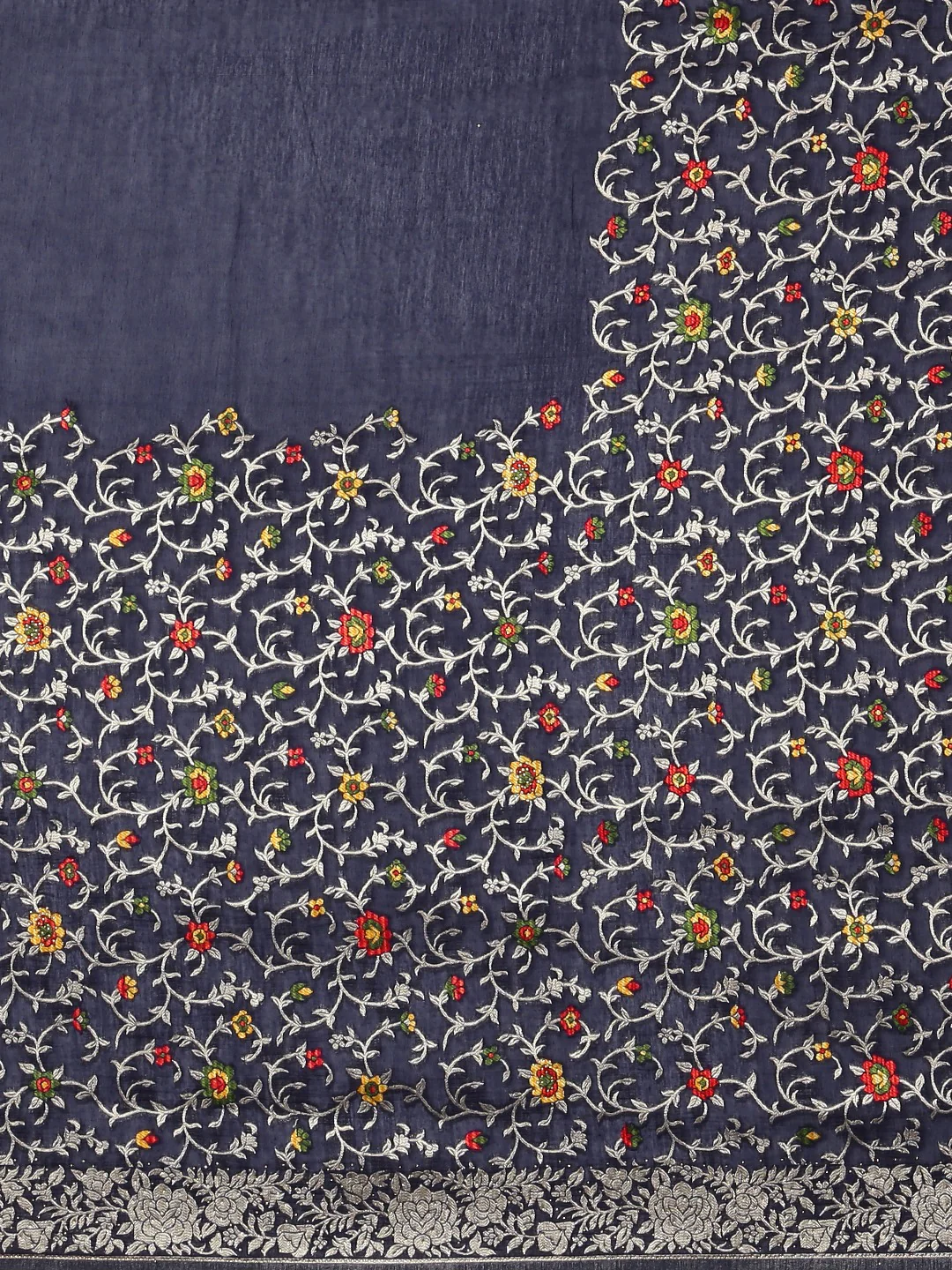 Neerus Navy Blue Color Banaras Fabric Saree - Image 3