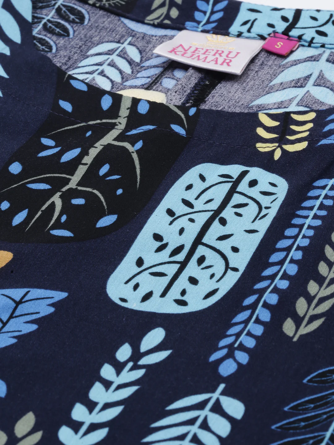 Neerus Navy Blue Color Chiffon Fabric Over Coat - Image 4