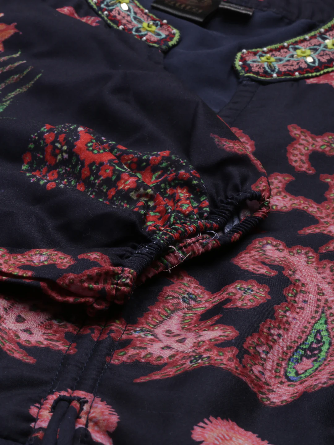 Neerus Navy Blue Color Model Fabric Kurta - Image 7
