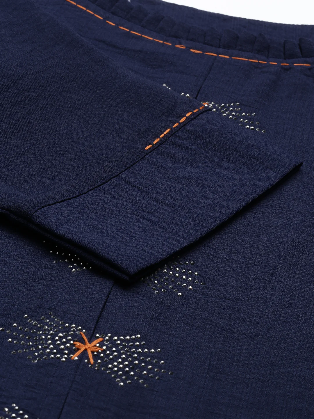 Neerus Navy Blue Color Mouse Crepe Fabric Kurta - Image 7