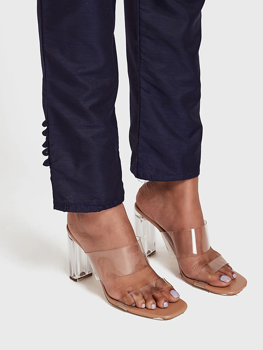 Neerus Navy Blue Color Muslin Fabric Suit-Pant - Image 4