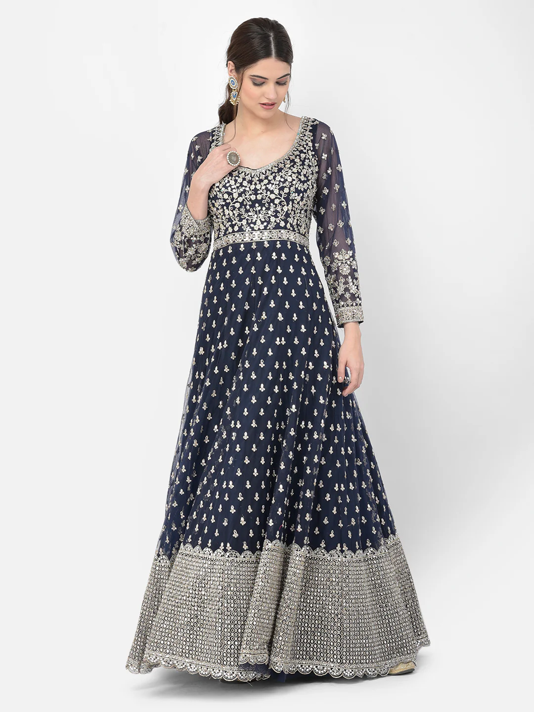 Neerus Navy Blue Color Nett Fabric Salwar Kameez