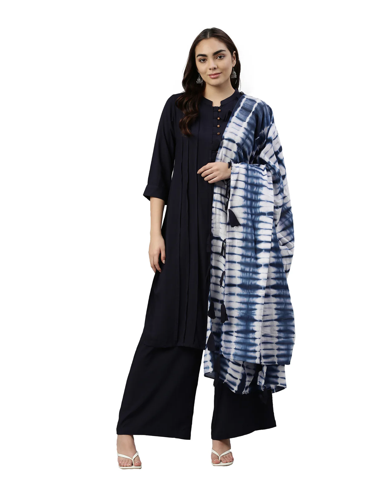 Neerus Navy Blue Color Rayon Fabric Kurta - Image 6