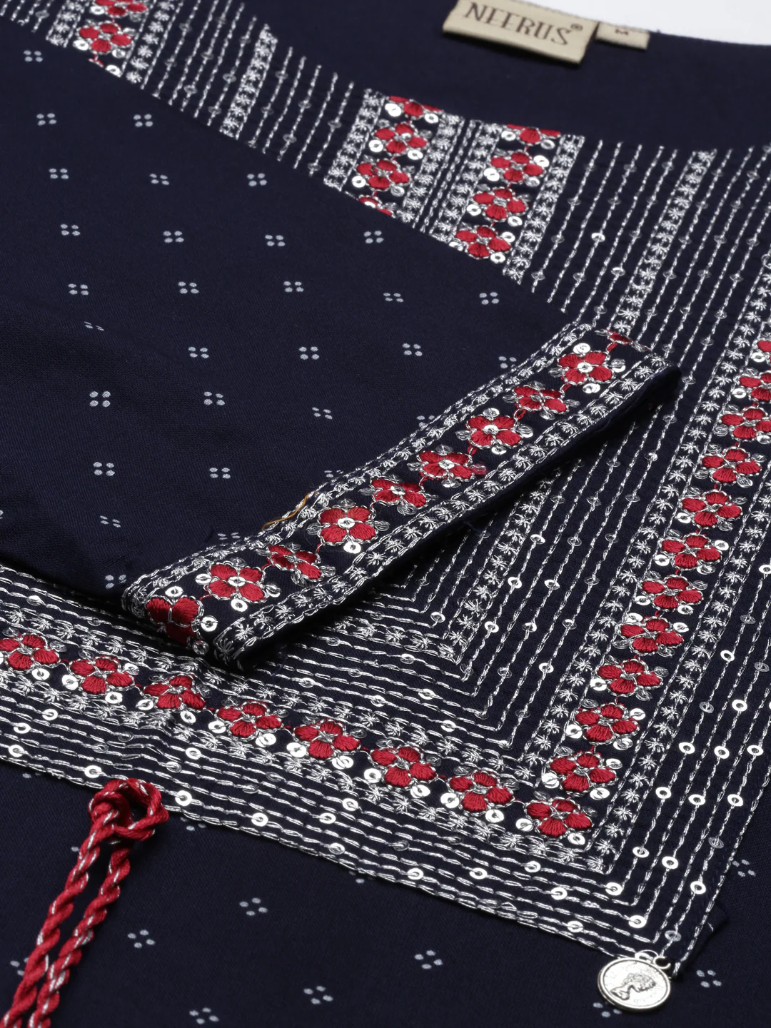 Neerus Navy Blue Color Rayon Fabric Kurta - Image 7