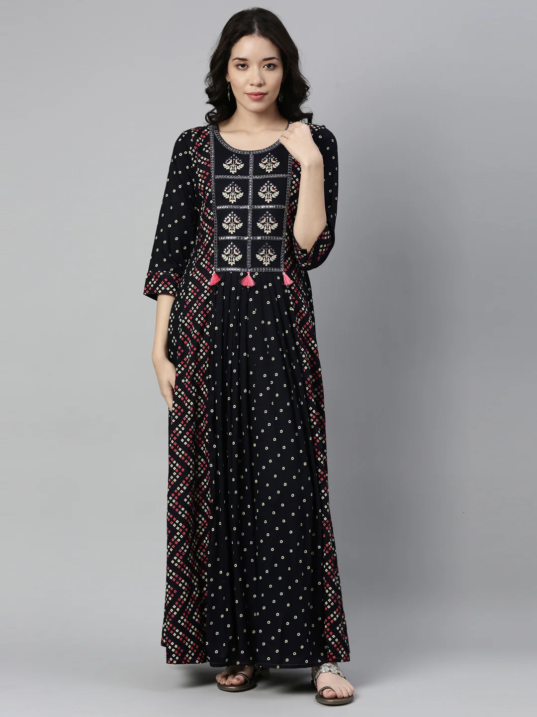 Neerus Navy Blue Color Rayon Fabric Kurta - Image 7