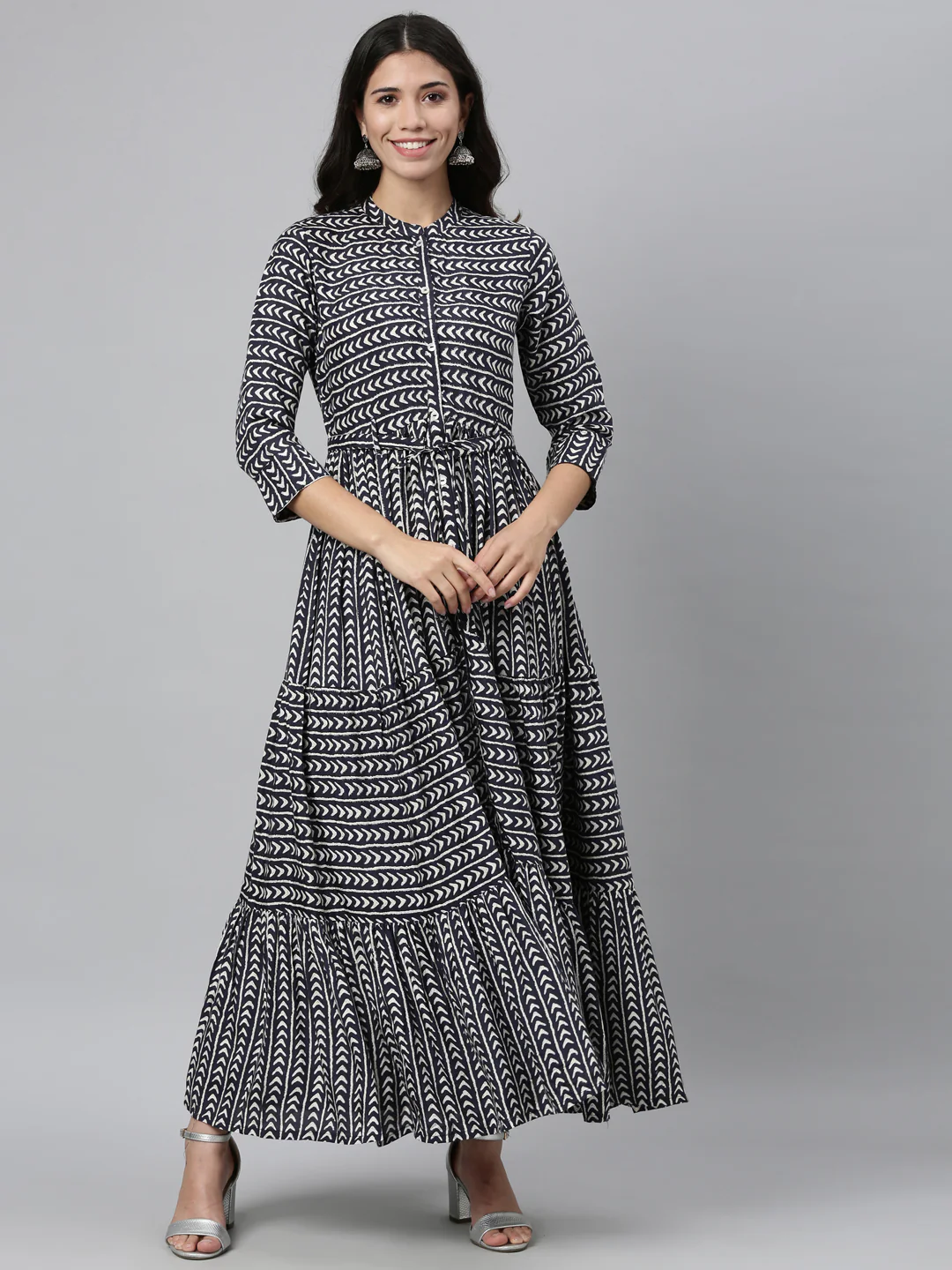 Neerus Navy Blue Color Rayon Fabric Kurta - Image 8
