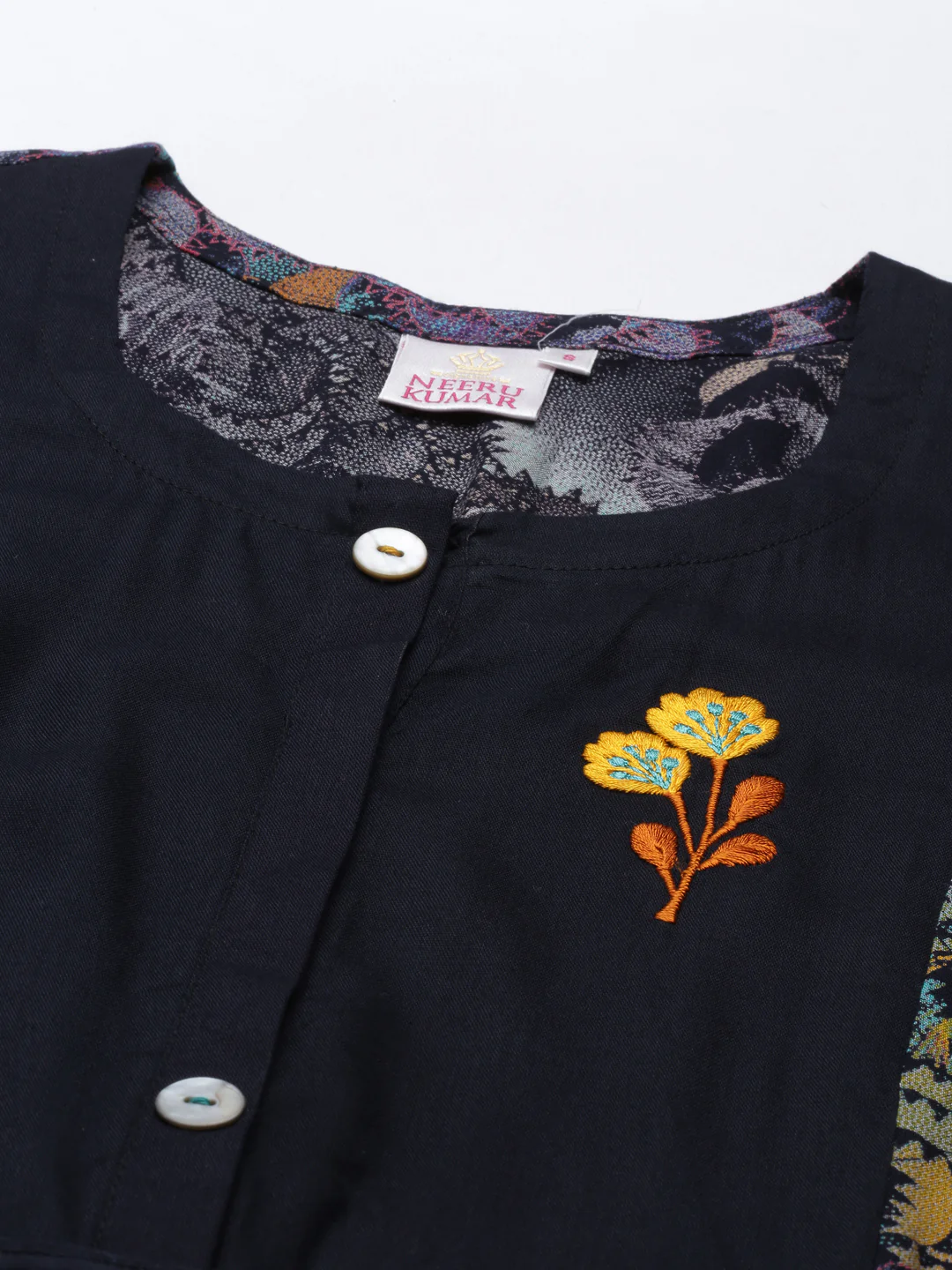 Neerus Navy Blue Color Rayon Fabric Kurta - Image 2