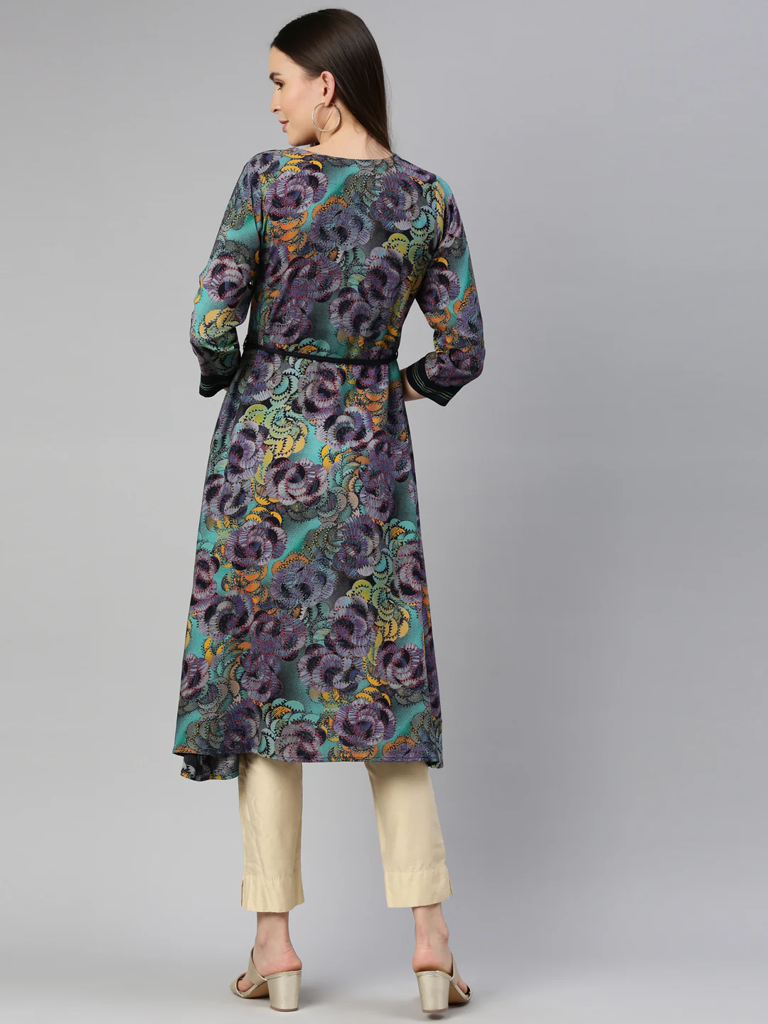 Neerus Navy Blue Color Rayon Fabric Kurta - Image 5