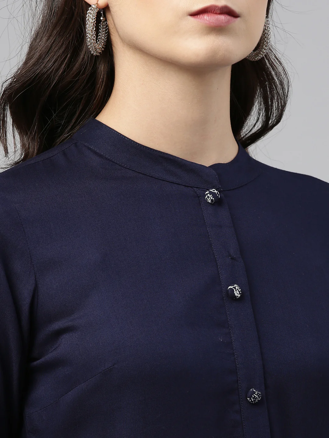 Neerus Navy Blue Color Rayon Fabric Tunic - Image 2